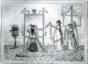 Dama nakładająca kapelusz, 1795 autorstwa James Gillray