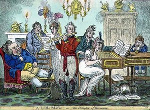 „Mała muzyka, czyli rozkosze harmonii”, wyd. przez Hannah Humphrey autorstwa James Gillray