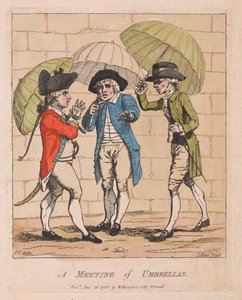 Spotkanie Parasolków, wyd. 1782 (grawerowanie ręcznie kolorowane) autorstwa James Gillray
