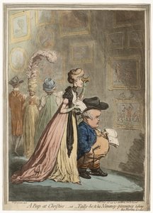 A Peep at Christies; or Tally-ho, amp; His Nimeney-Pimmeney Taking the Morning Lounge autorstwa James Gillray