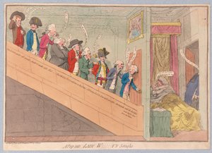 Peep into Lady W!!!!!ys Seraglio, pub. 1782 (grawerowanie ręcznie kolorowane)