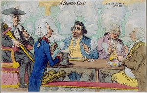 Klub dla palących, wydana przez Hannah Humphrey w 1793 r. (akwaforta ręcznie kolorowana)