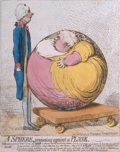 A Sphere Projecting Against a Plane, opublikowana przez Hannah Humphrey w 1792 r. (akwaforta ręcznie kolorowana)
