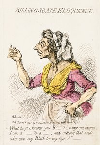 Billingsgate Eloquence, opublikowane przez Hannah Humphrey w 1795 r. Ręcznie kolorowany detal grawerowania z 191281 r.