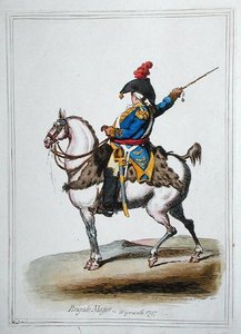 Major brygady, wydany przez Hannah Humphrey w 1797 roku (akwaforta ręcznie kolorowana) autorstwa James Gillray
