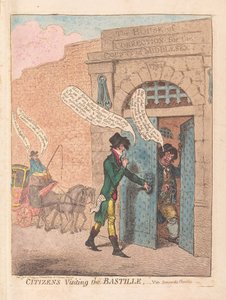 Obywatele odwiedzający Bastylię, wyd. 1799 (ręcznie kolorowane grawerowanie)