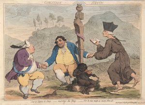Taniec Koalicyjny, wyd. 1785 (grawerowanie ręcznie kolorowane) autorstwa James Gillray