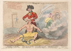 Cooling the Brain lub Little Major golenie golarką, wyd. 1789 (grawerowanie ręcznie kolorowane)