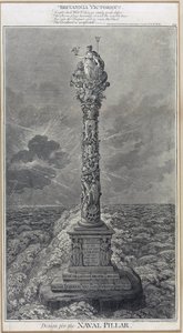 Projekt kolumny marynarki wojennej "Britannia Victorious" Akwaforta z 1800 roku, autorstwa Jamesa Gillraya (1757-1815). autorstwa James Gillray