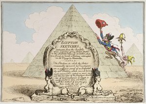 Szkice egipskie, opublikowane przez Hannah Humphrey w 1799 roku (akwaforta ręcznie kolorowana) autorstwa James Gillray