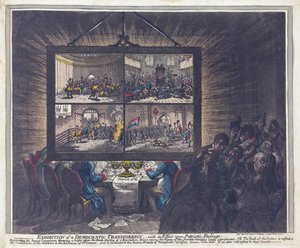 Wystawa Przejrzystości Demokratycznej z jej wpływem na uczucia patriotyczne, wyd. 1799 (ręcznie kolorowane grawerowanie)
