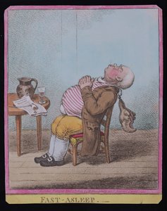 Fast Asleep, opublikowana przez Hannah Humphrey w 1806 r. (akwaforta ręcznie kolorowana) (patrz także 189789)
