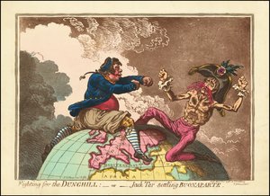Walka o Dunghill - lub - Jack Tar osadza Buonapartego autorstwa James Gillray