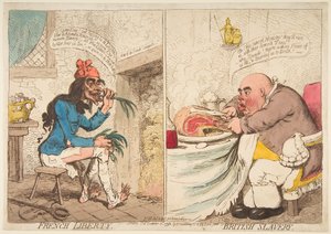 Wolność francuska - Niewolnictwo brytyjskie, 21 grudnia 1792 r. autorstwa James Gillray