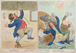 Hanging and Toping lub Fatal Effects of the French Defeat, opublikowana przez Hannah Humphrey w 1795 r. (akwaforta ręcznie kolorowana)