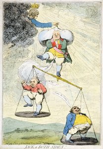 Jack a Both Sides, wydany przez Williama Humphreya w 1783 roku (akwaforta ręcznie kolorowana)
