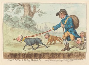 John Bull i jego pies Faithful; – „Wśród niewiernych można znaleźć tylko wiernych” autorstwa James Gillray