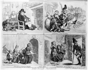 Postęp Johna Bulla, wyd. Hannah Humphrey, 1793 (akwaforta) (zdjęcie Bundu) autorstwa James Gillray