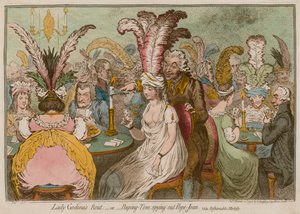 Trasa Lady Godiny, czyli Podglądacz szpiegujący papieża Joannę (kolorowa rycina) autorstwa James Gillray