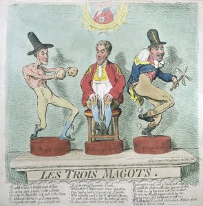 Les Trois Magots, wydana przez Hannah Humphrey w 1791 r. (akwaforta ręcznie kolorowana)