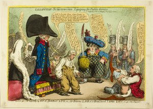Zastępcy Liliputów, wyposażenie do służby publicznej autorstwa James Gillray
