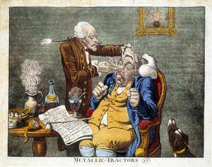 Mężczyzna usuwający guziki z twarzy autorstwa James Gillray