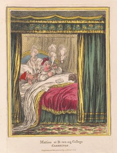 Matins and D-wn-ng College, Cambridge, wyd. 1810 (ręcznie kolorowane grawerowanie)