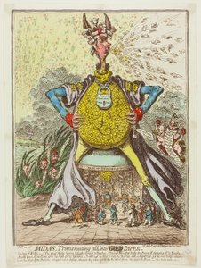 Midas, przekształcający wszystko w papier autorstwa James Gillray