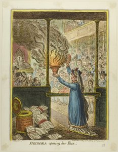 Pandora otwiera swoją puszkę autorstwa James Gillray