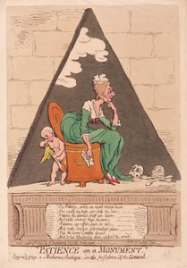 Cierpliwość na pomniku, wyd. 1791 (grawerowanie ręcznie kolorowane)