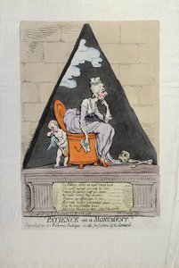 Cierpliwość na pomniku, wydana przez Hannah Humphrey w 1791 r. (akwaforta ręcznie kolorowana)