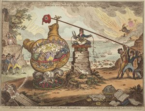 Matematycy polityczni wstrząsający półkulami o szerokich podstawach autorstwa James Gillray