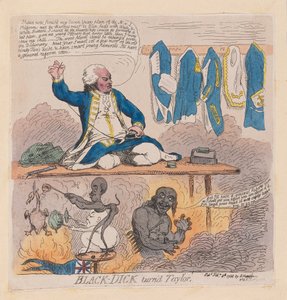Richard Howe, 1. hrabia Howe (Black-Dick, który zmienił się w Taylora), wyd. 1788 (grawerowanie ręcznie kolorowane)