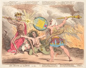 Grzech, śmierć i diabeł, vide Milton autorstwa James Gillray