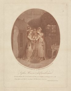 Zofia, Honor i pokojówka, scena z Toma Jonesa autorstwa Henry Fieldinga (1707-54) (rycina kropkowana) autorstwa James Gillray