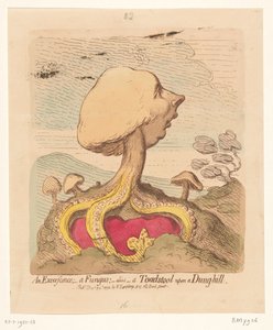 Karykatura Williama Pitta Młodszego, 1791 Narośl; - grzyb; -alias- muchomor na wzgórzu gnoju autorstwa James Gillray