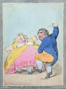 Wylewka, opublikowana przez Hannah Humphrey w 1792 roku (akwaforta ręcznie kolorowana) autorstwa James Gillray