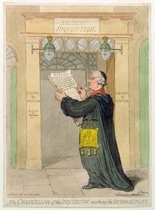 Kanclerz Inkwizycji oznaczający Niepoprawnych, opublikowana przez Hannah Humphrey w 1793 r. (akwaforta ręcznie kolorowana)