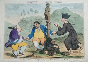 Koalicja-Taniec, wydana przez Williama Humphreya w 1783 r. (akwaforta ręcznie kolorowana)