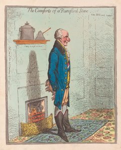 The Comforts of a Rumford Piec, pub 1800 (ręcznie barwiony grawerunek) autorstwa James Gillray