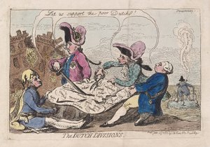 Dywizje holenderskie, wyd. 1787 (ręcznie kolorowane grawerowanie) autorstwa James Gillray