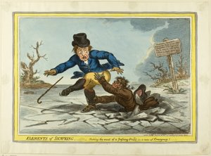 The Elements of Skating: Jak najlepiej wykorzystać przejeżdżającego przyjaciela autorstwa James Gillray
