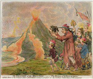 Erupcja góry, czyli horrory „Bocca del Inferno” wydane przez Hannah Humphrey w 1794 r. (akwaforta ręcznie kolorowana)