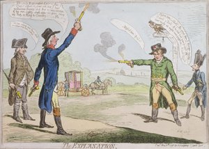 Wyjaśnienie, opublikowane przez Hannah Humphrey w 1798 r. (akwaforta ręcznie kolorowana)