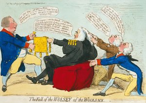 The Fall of the Wolsey of the Woolsack, wydana przez Hannah Humphrey w 1792 r. (akwaforta ręcznie kolorowana)