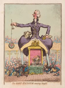 Zabawa w Giant Factotum, wyd. 1797 (grawerowanie ręcznie kolorowane) autorstwa James Gillray