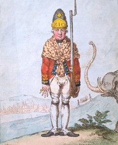 Ochotnik Leadenhall, ubrany w szal, wydany przez Hannah Humphrey w 1797 r. (akwaforta ręcznie kolorowana)