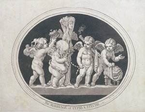Wesele Kupidyna i Psyche, wydane przez Hannah Humphrey w 1797 r. autorstwa James Gillray