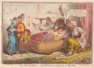 Przedszkole; z Britannią spoczywającą w pokoju, wyd. 1802 (grawerowanie ręcznie kolorowane)