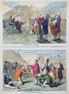 Książę na trawie i Książę w koniczynie, wydane przez S.W. Foresa w 1787 r. (akwaforta ręcznie kolorowana) autorstwa James Gillray